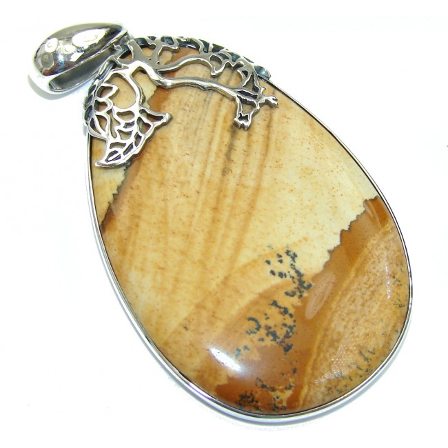 Big! Incredible Design AAA Picture Jasper Sterling Silver Pendant
