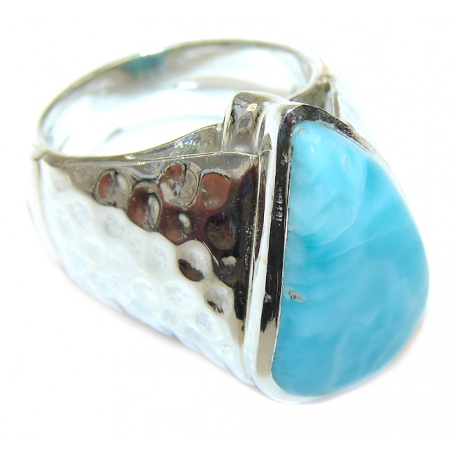 Mystic Sky! AAA Blue Larimar Sterling Silver Ring s. 9