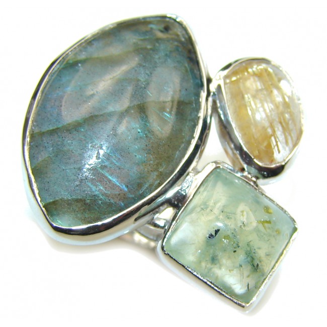 Perfect Vision AAA Labradorite Sterling Silver Ring s. 8 - adjustable