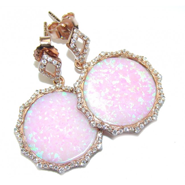 Delicate Beauty! AAA Pink Japanese Fire Opal Rose Gold plated Sterling Silver earrings