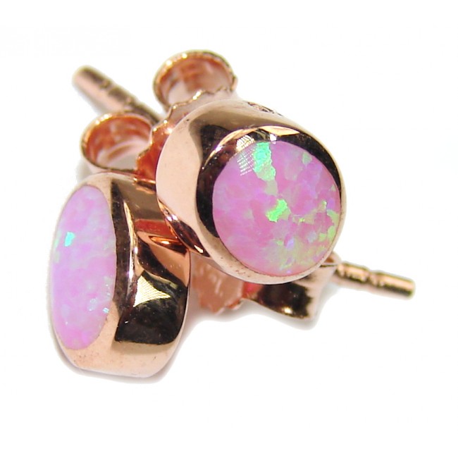 Amazing AAA Pink Japanese Fire Opal Rose Gold Sterling Silver earrings