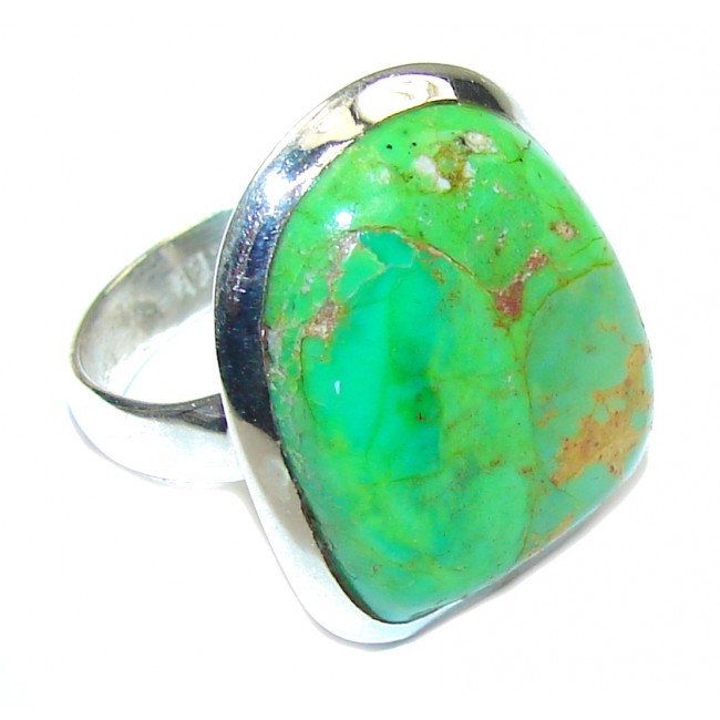 Simple Green Turquoise Sterling Silver Ring s. 7 1/4