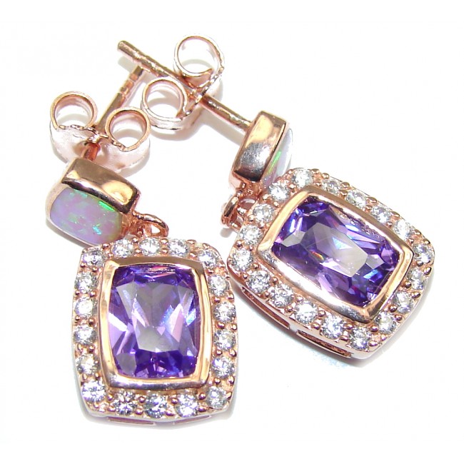 Just Perfect! Alexandrite Quartz & Fire Opal & White Topaz Sterling Silver earrings