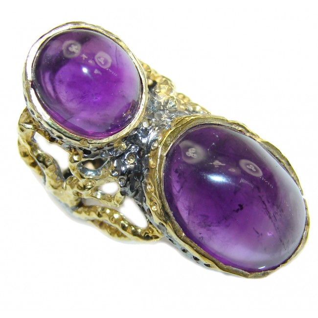 Stunning! AAA Purple Amethyst, Gold Plated, Rhodium Plated Sterling Silver ring s. 7