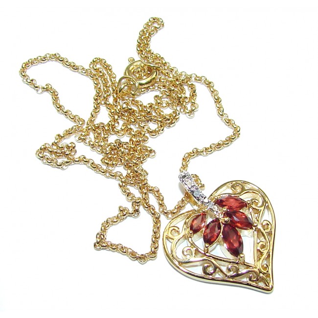 Real Mozambique Garnet & White Topaz, Gold Plated Sterling Silver necklace
