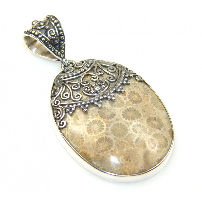 Classy Fossilized Coral Sterling Silver pendant