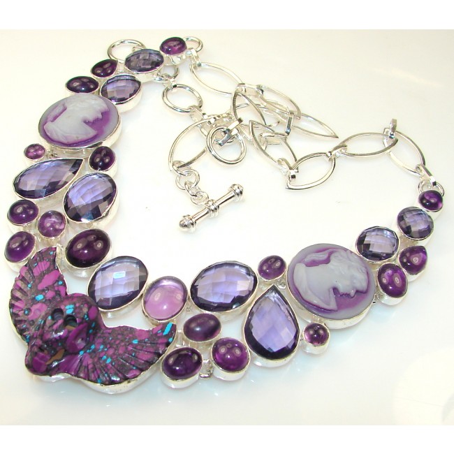 Unique Created Purple Turquoise Sterling Silver necklace