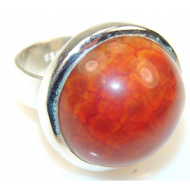 Mexican Fire Agate Sterling Silver Ring s. 6