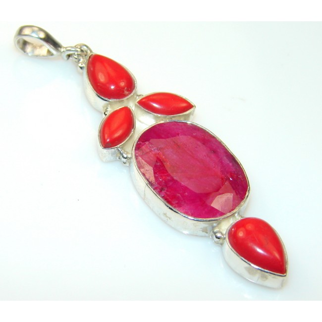 Natural Ruby Sterling Silver Pendant
