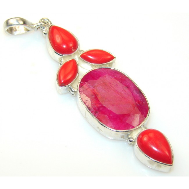 Natural Ruby Sterling Silver Pendant