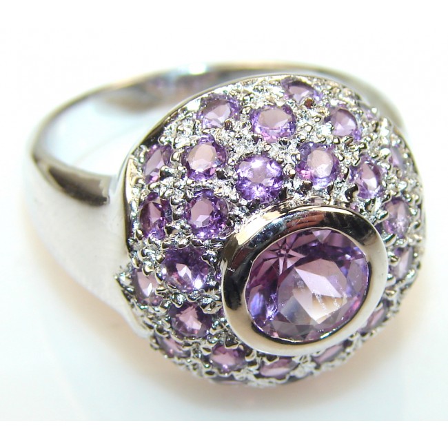 Excellent Amethyst Sterling Silver ring s. 8 3/4