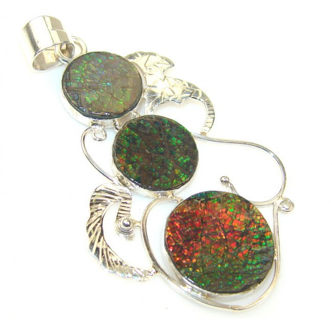 Natural Ammolite Fossil Sterling Silver Pendant