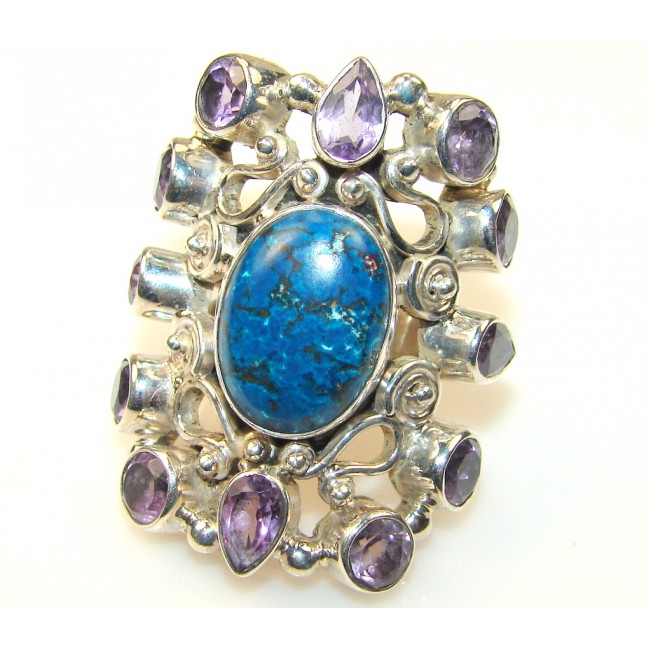 Stylish Blue Turquoise Sterling Silver Ring s. 8 1/4