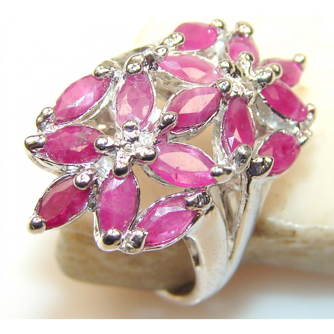 Azure Fruit Pink Ruby Sterling Silver Ring s. 5 3/4