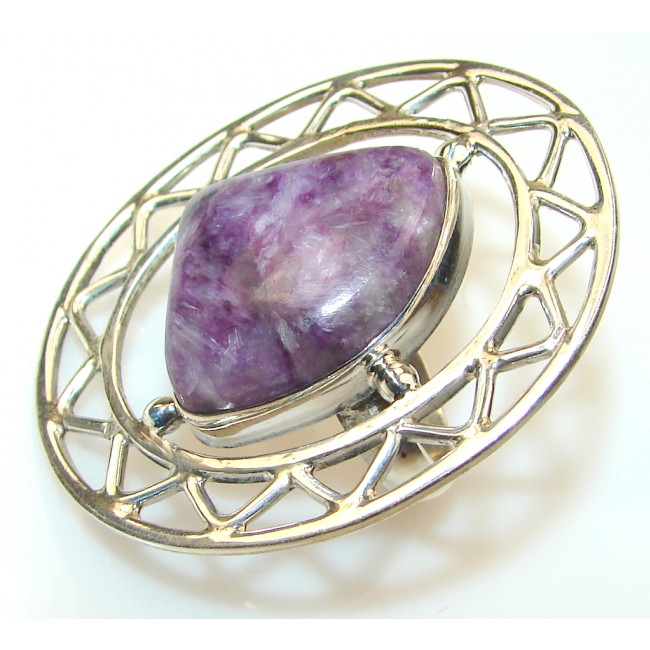 Fabulous Charoite Sterling Silver ring s. 7 1/2