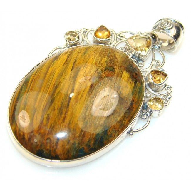 Excellent Tigers Eye Sterling Silver Pendant