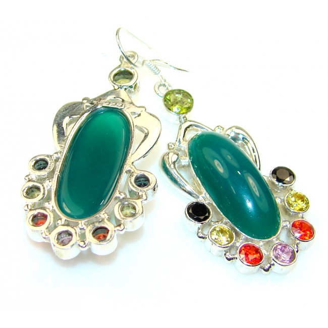 Fantastic Color Of Agate Sterling Silver earrings
