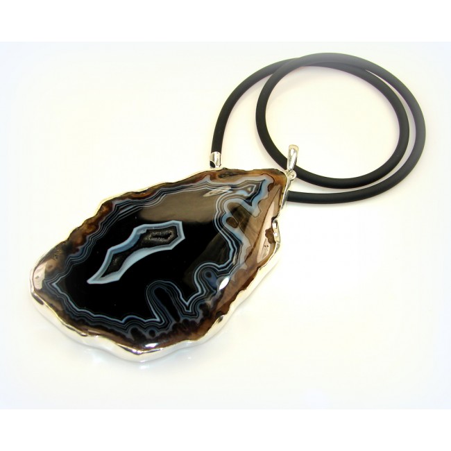 Huge!! Remembrance Agate Sterling Silver necklace