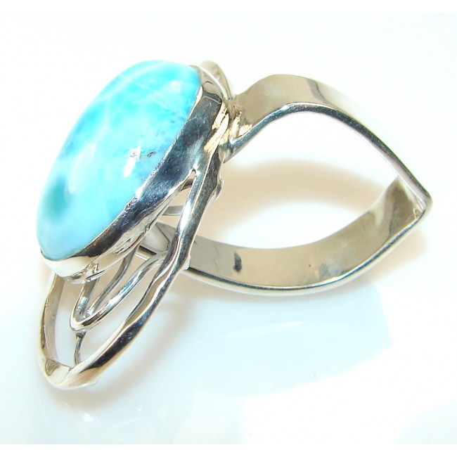 Unique Blue Larimar Sterling Silver Ring s. 6 1/2