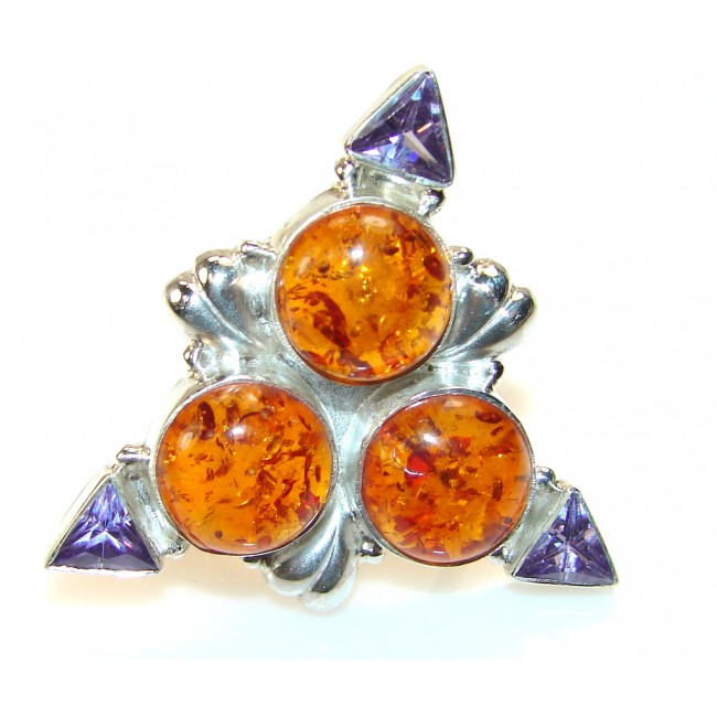 Trendy Polish Amber Sterling Silver Ring s. 9