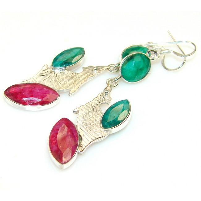 Excellent Emerald Sterling Silver earrings