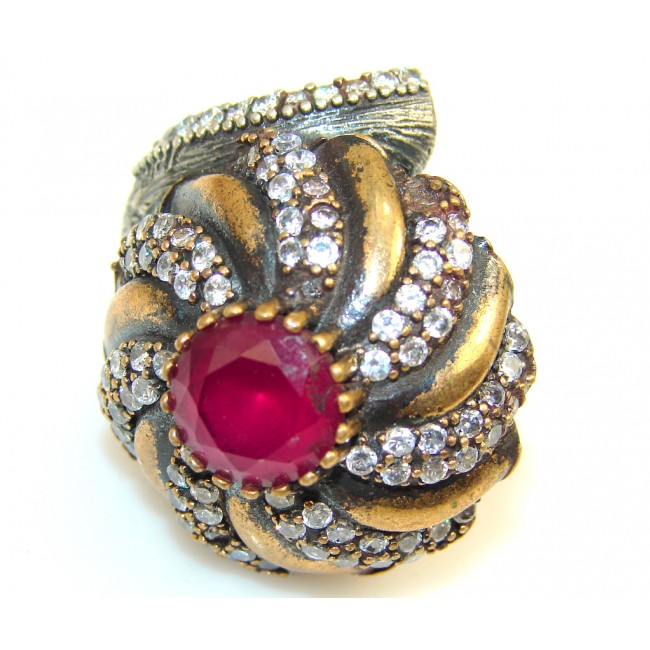 Vintage Style Crazy Energy Of Ruby Sterling Silver Ring s. 7