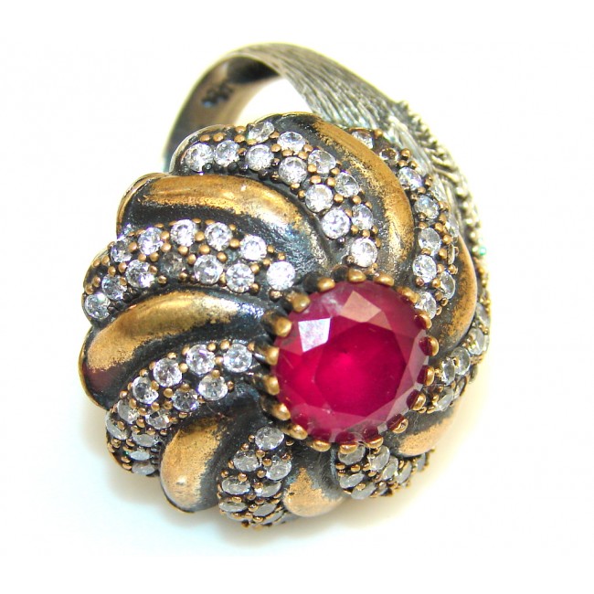 Vintage Style Crazy Energy Of Ruby Sterling Silver Ring s. 7