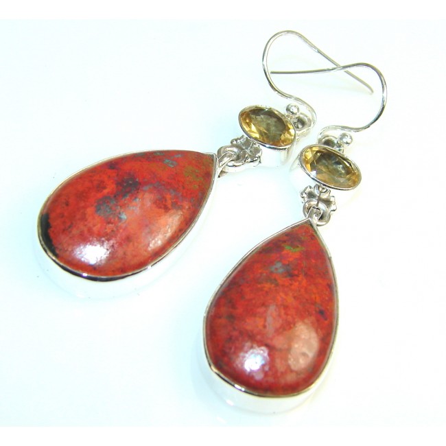 Trendy Red Sonora Jasper Sterling Silver earrings