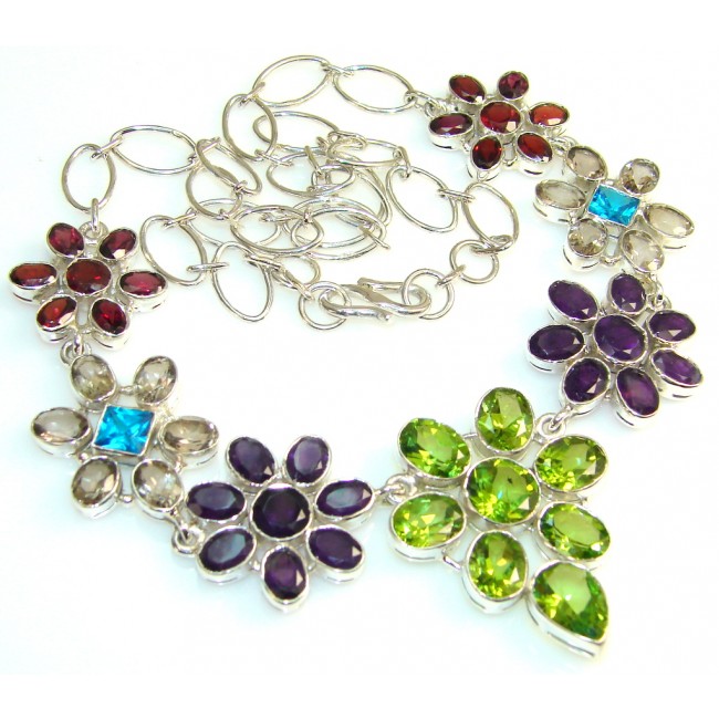 Fabulous Multicolor Quartz Sterling Silver Necklace