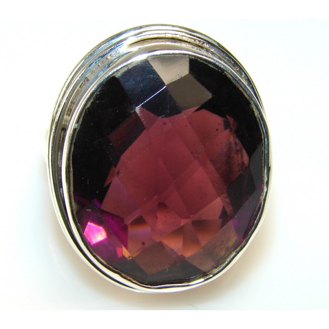 Precious Color Of Raspberry Quartz Sterling Silver Ring s. 11