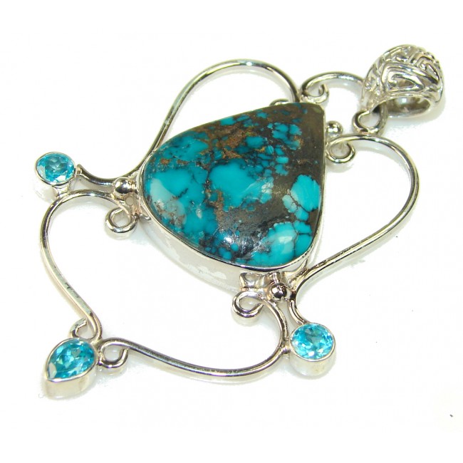 Beautiful Copper Turquoise Sterling Silver Pendant