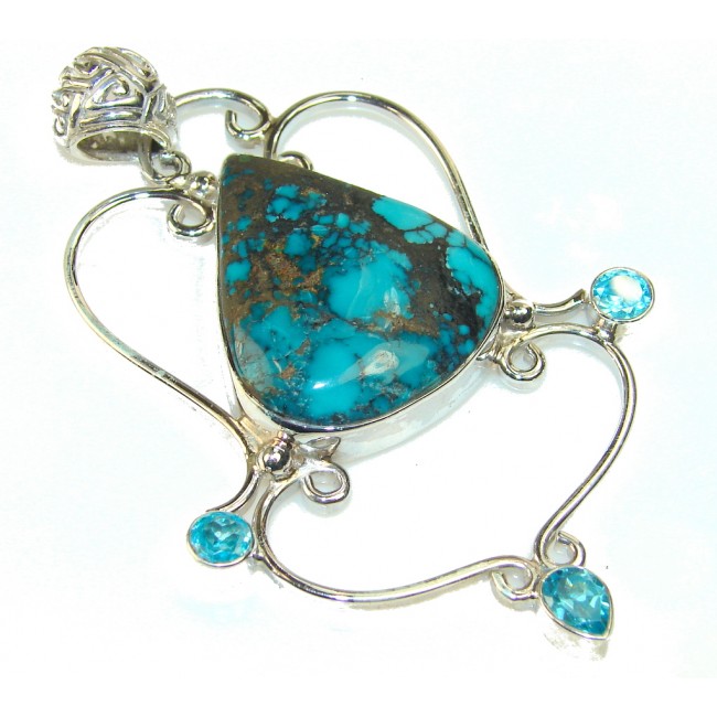 Beautiful Copper Turquoise Sterling Silver Pendant