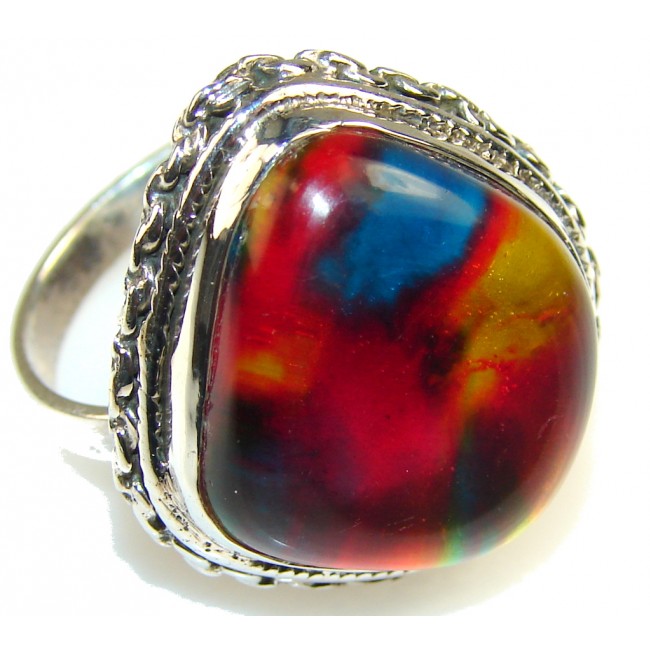Excellent Dichroic Glass Sterling Silver ring s. 8