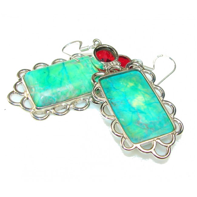 Beautiful Green Turquoise Sterling Silver earrings