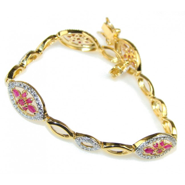 Web Of Love!! 14k Gold Plated Pink Ruby Sterling Silver Bracelet