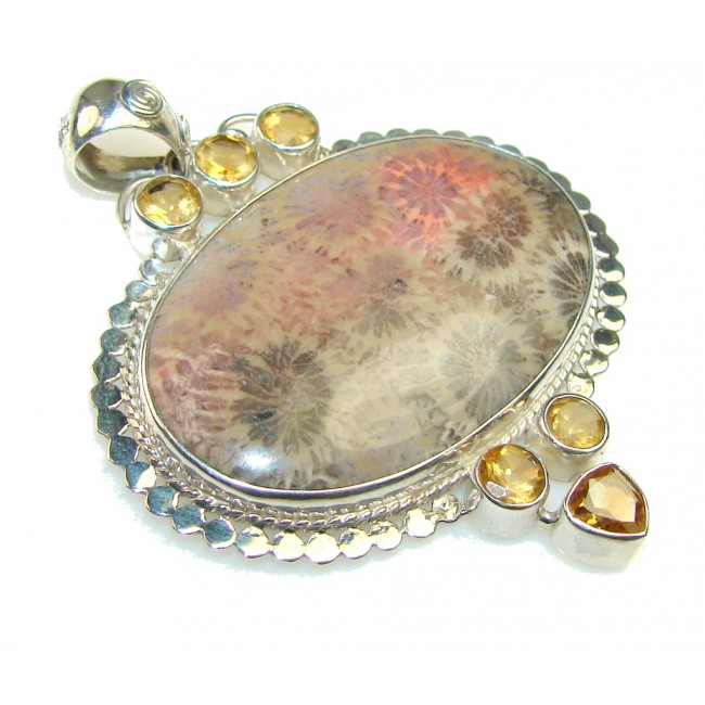 Beautiful Fossilized Coral Sterling Silver pendant