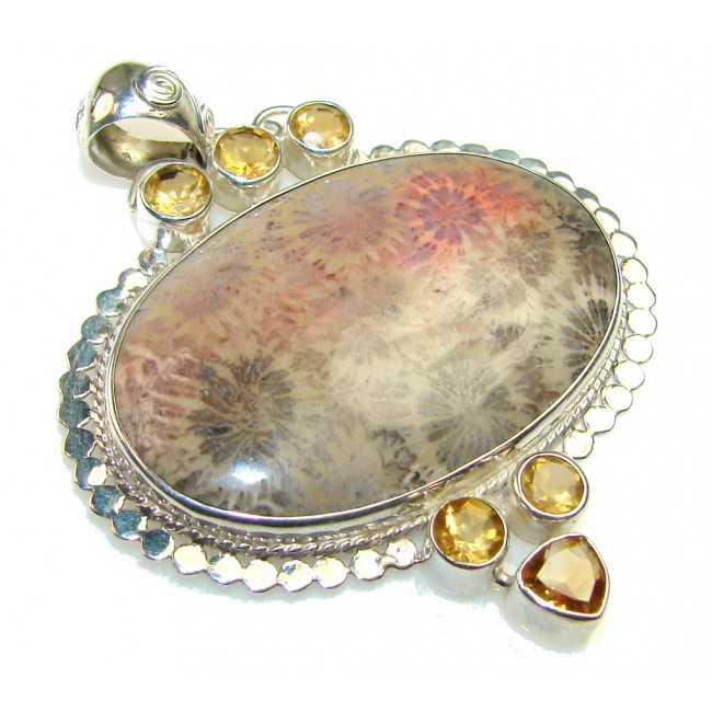 Beautiful Fossilized Coral Sterling Silver pendant