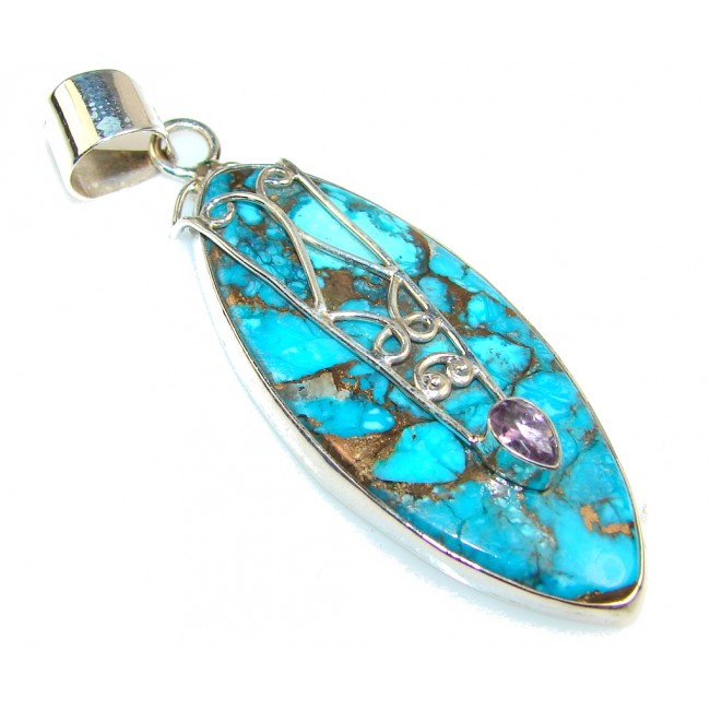 Fantastic Copper Turquoise Sterling Silver Pendant