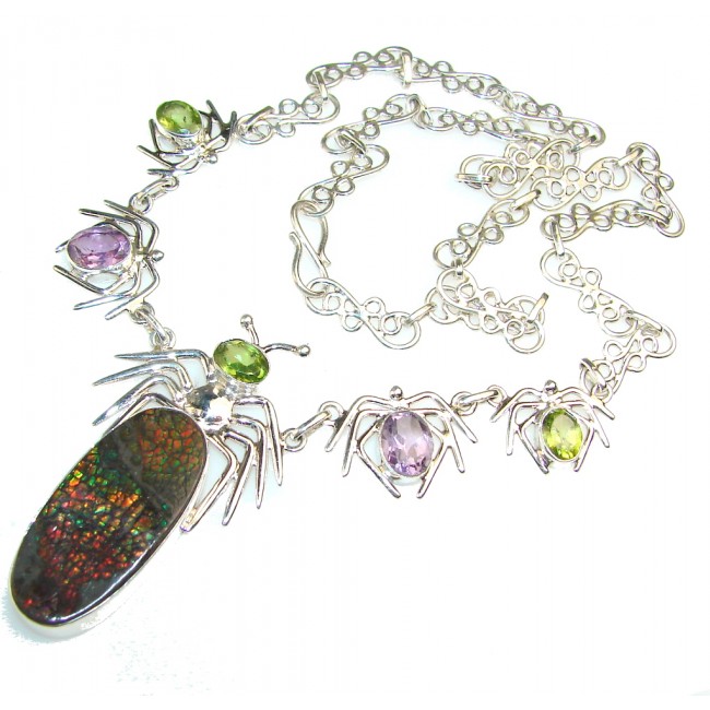 Special Moment!! Ammolite Sterling Silver necklace