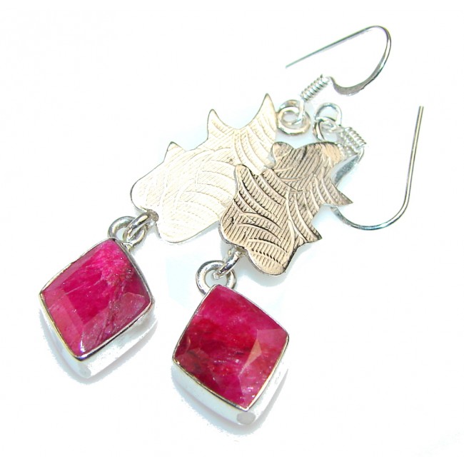 Excellent Design Of Ruby Sterling Silver earrings