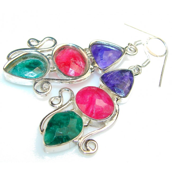 Fantasy Emerald Sterling Silver earrings