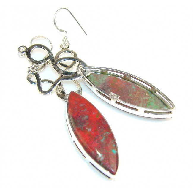 Excellent Red Sonora Jasper Sterling Silver earrings / Long