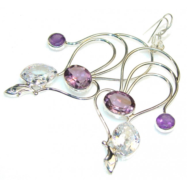 Empress Purple Amethyst Sterling Silver earrings / Long