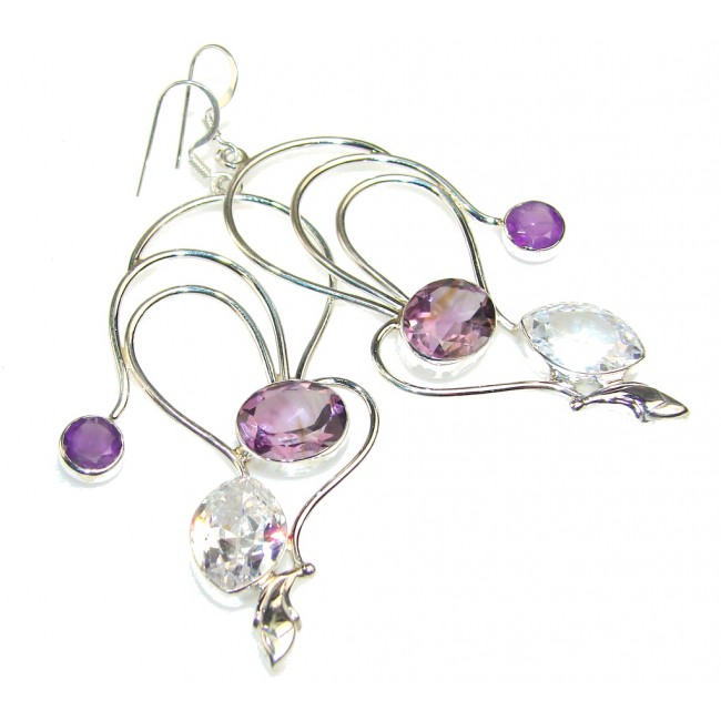 Empress Purple Amethyst Sterling Silver earrings / Long