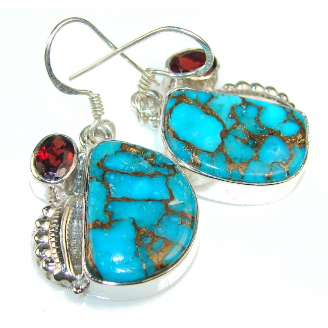 Special Moment!! Copper Turquoise Sterling Silver earrings