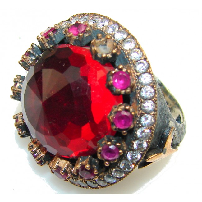Best Friends!! Red Quartz Sterling Silver Ring s. 6 3/4