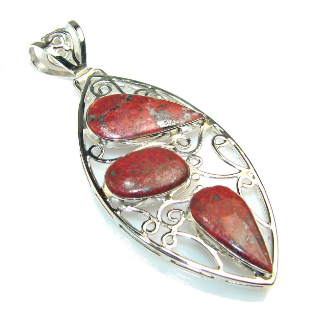 Natural Beauty!! Red Sonora Jasper Silver Pendant