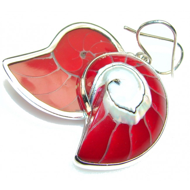 Secret!! Red Shell Sterling Silver earrings
