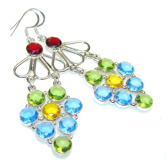 Disco Light!!! Multicolor Quartz Sterling Silver earrings