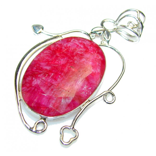 Perfect Pink Ruby Sterling Silver Pendant